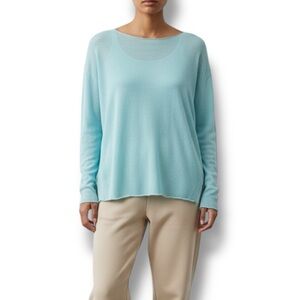 Lilly Pulitzer Sweater Womens Alana Aqua Blue 100% Linen Solid Pullover Top sz S